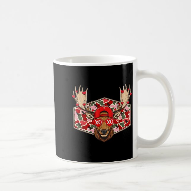 Funny Deer Hunting Buck Camo Valentines Day Men Wo Kaffeetasse (Rechts)
