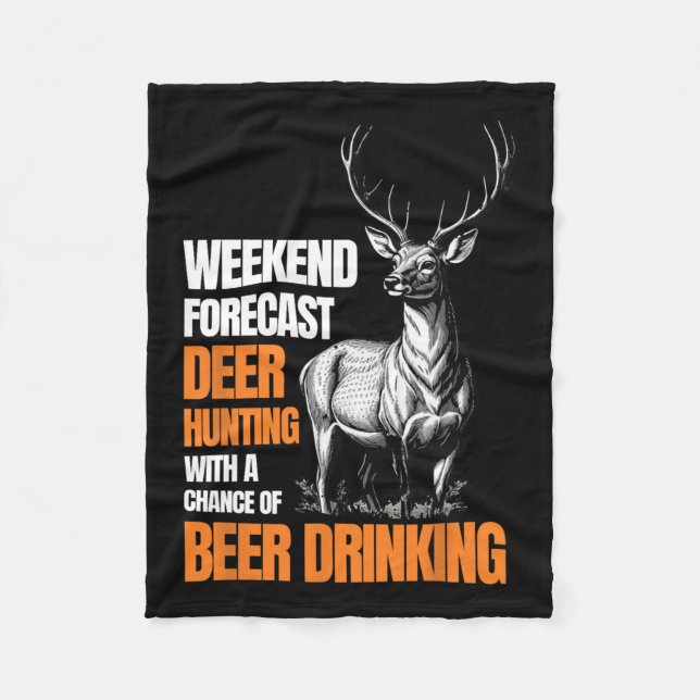 Funny Deer Jagd Jäger trinken Bier für Fleecedecke (Vorderseite)