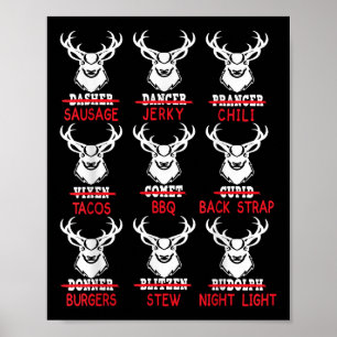 Funny Deer Jagd Santa T-Shirt Männer Frauen Jäger Poster