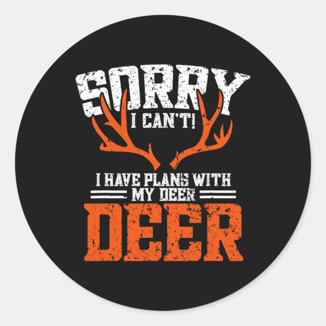 Funny Deer Junting Outfit - Hirschjagd Runder Aufkleber (Vorderseite)