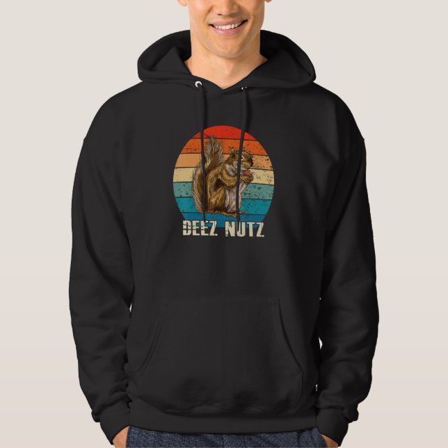 Funny Deez Nut Nutcracker Squirrel Deez Nutz Retro Hoodie (Vorderseite)