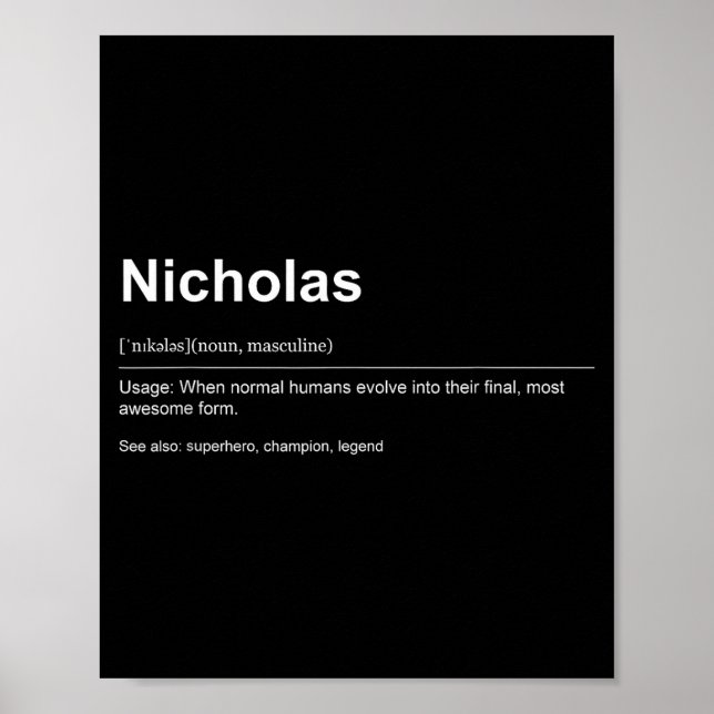 Funny Definition Quote For The Name Nicholas _  Poster (Vorne)