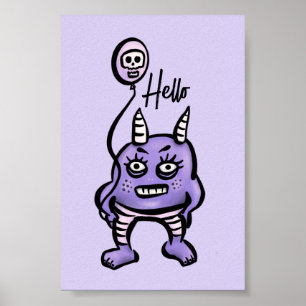 Funny Demon Hallo Lila Niedliche Pastel Whimsigoth Poster