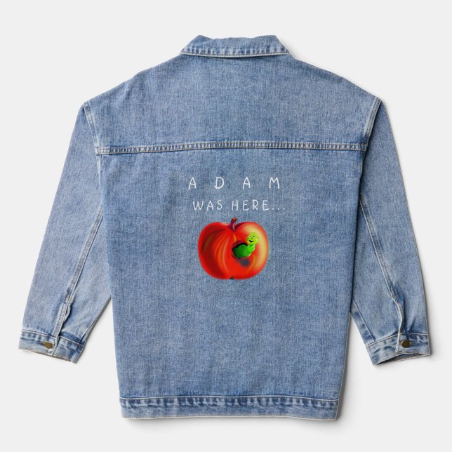 Funny Denim Jacket Adam war hier Paradies Apple Jeansjacke (Rückseite)