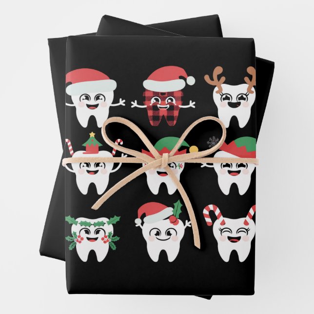 Funny Dental Christmas Tees Niedlichen Xmas Zahnar Geschenkpapier Set (Beispiel)