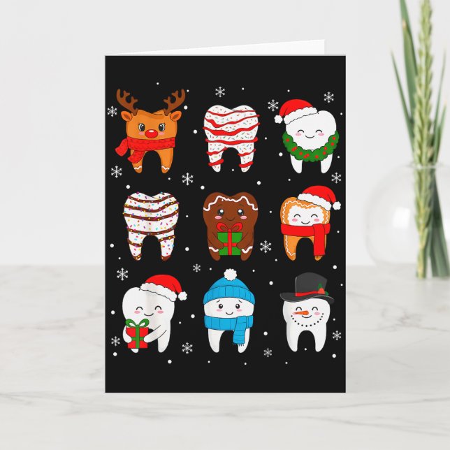 Funny Dental Christmas Teeth Cute Xmas Dentist Squ Karte (Vorderseite)