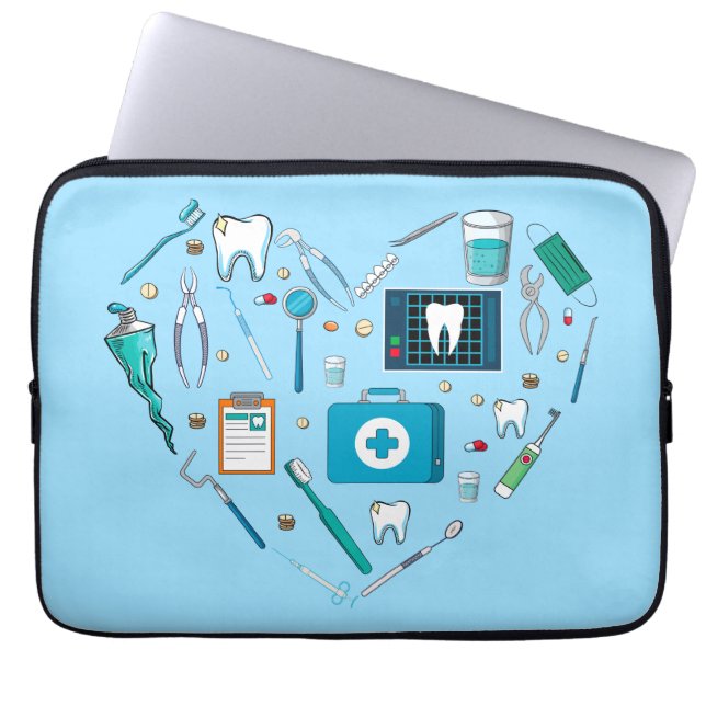 Funny Dental Dentist Tool Herz Laptopschutzhülle (Vorderseite)