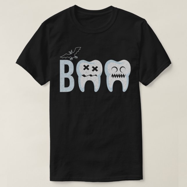 Funny Dental Halloween Boo Hygienist Teeth Assista T-Shirt (Design vorne)