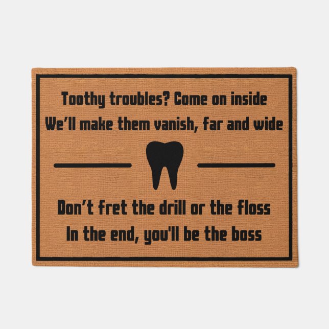Funny Dental Office Tooth Rustic Brown Minimalisti Fußmatte (Vorderseite)