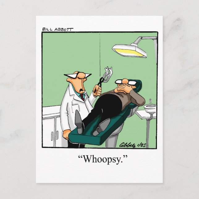 Funny Dentist Cartoon Postcard Postkarte (Vorderseite)