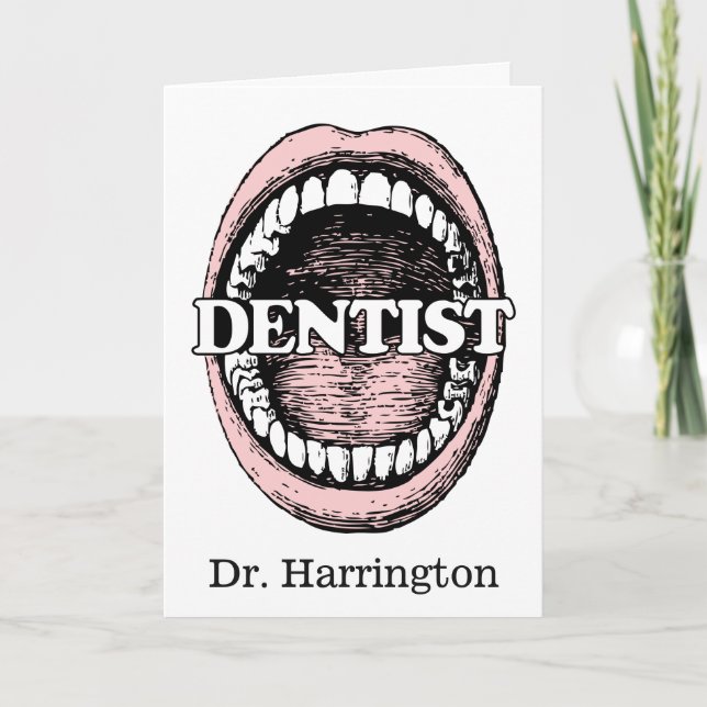 Funny Dentist individuelle Name Grußkarte Karte (Vorderseite)