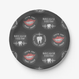 Funny Dentist Pattern - Niedlicher Zahnarzthygieni Pappteller