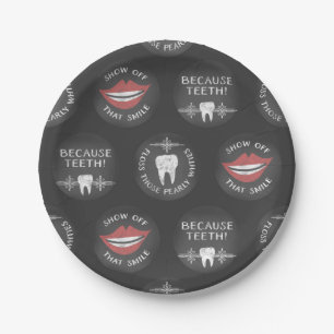 Funny Dentist Pattern - Niedlicher Zahnarzthygieni Pappteller