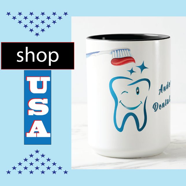 Funny Dentist Toothbrush 🦷 stilvolle Blue Tooth Tasse (Von Creator hochgeladen)