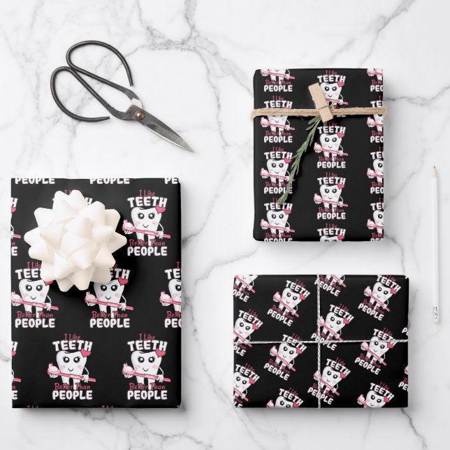 Funny Dentist - Wie Zähne besser als Menschen Geschenkpapier Set (Vorderseite)