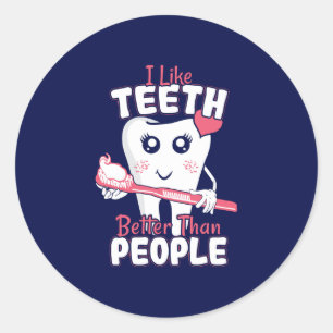Funny Dentist - Wie Zähne besser als Menschen Runder Aufkleber