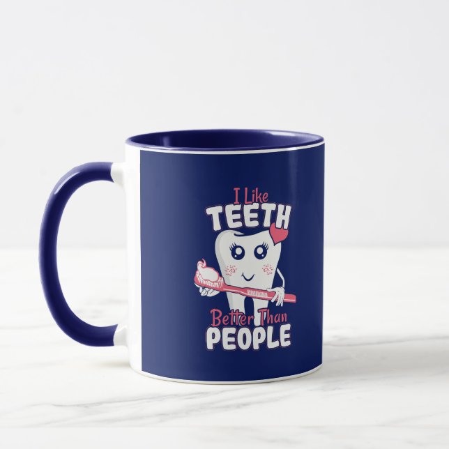 Funny Dentist - Wie Zähne besser als Menschen Tasse (Links)