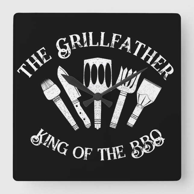 Funny "Der Grillvater: Funny GRILLEN Gift Quadratische Wanduhr (Vorderseite)