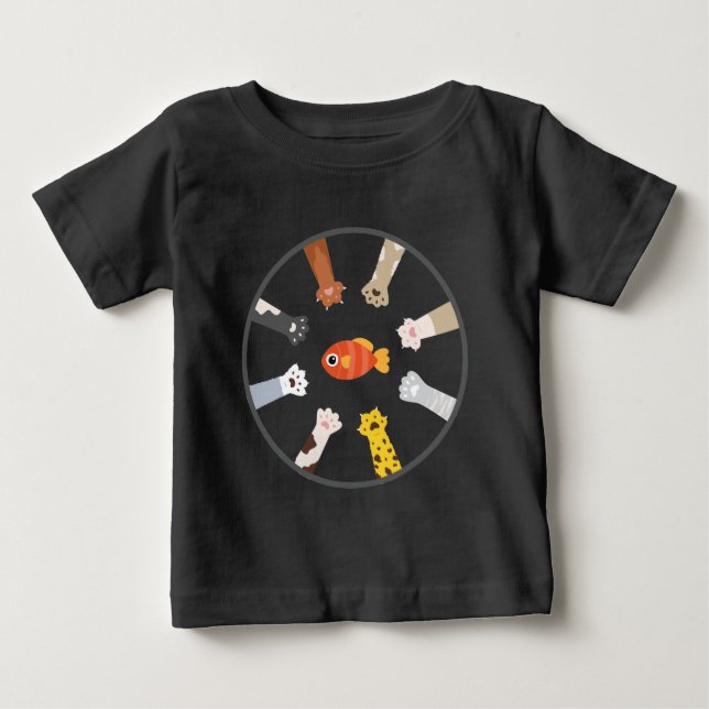 Funny Design Katzen Spiel zu fangen Fisch Baby T-shirt (Vorderseite)