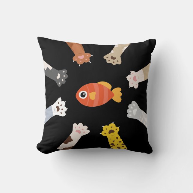 Funny Design Katzen Spiel zu fangen Fisch Kissen (Vorderseite)