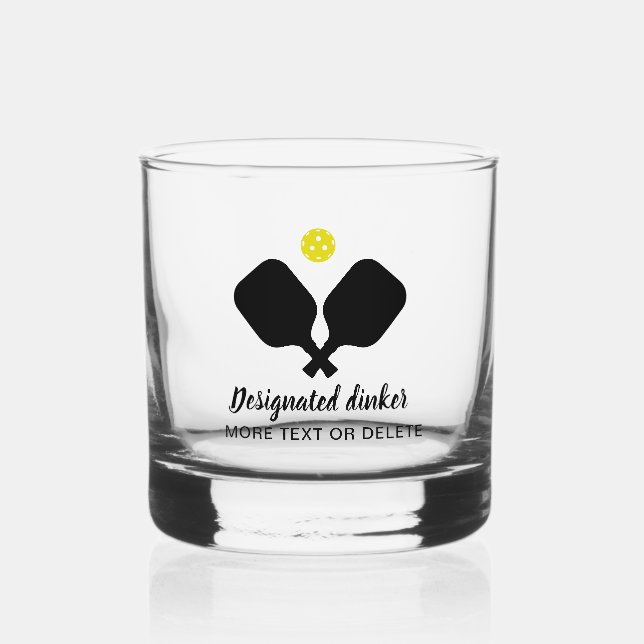 Funny Designated Dinker Personalisiert Pickleball Whiskyglas (Vorderseite)