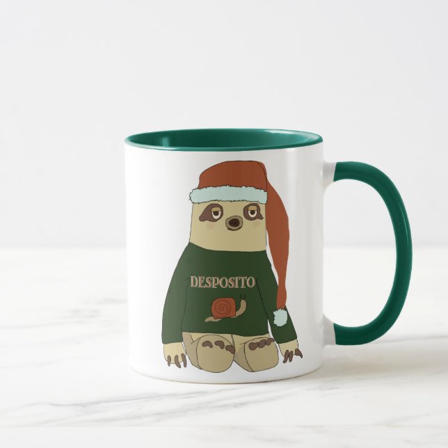 Funny Desposito Christmas Sweater Sloth Coffee Tas Tasse (Rechts)