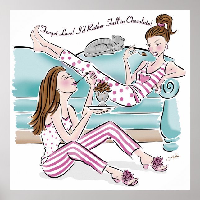 Funny Dessert Friends Vergessen Sie Liebe Poster (Vorne)