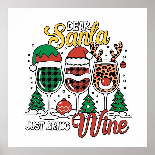 Funny Deve Santa wine Poster (Vorne)