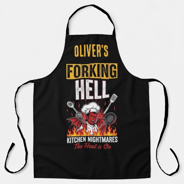 Funny Devil Chef Forking Hell Kitchen Nightmares Schürze (Vorderseite)