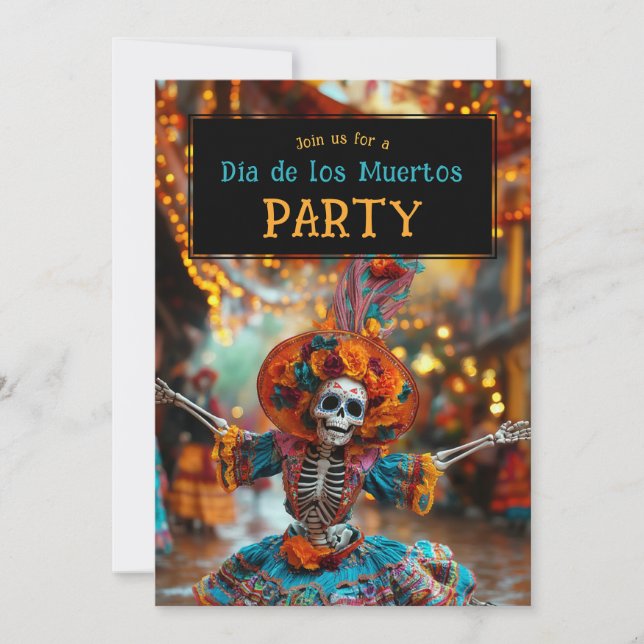 💀 Funny Día de Muertos Party Einladung (Vorderseite)