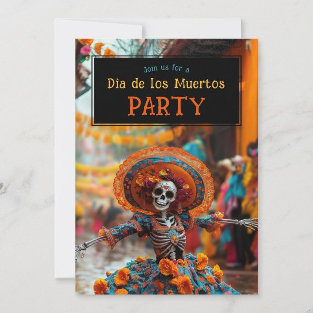 💀 Funny Día de Muertos Party Einladung (Vorderseite)