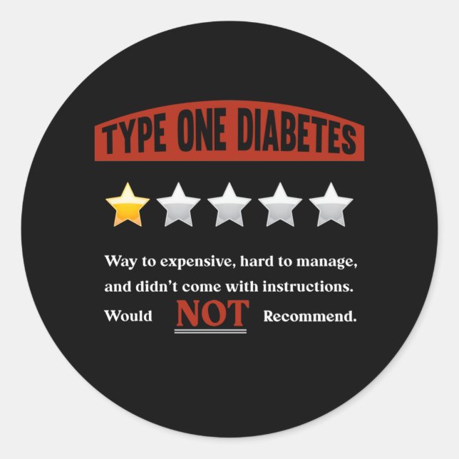 Funny Diabetes Joke Diabetic Humor Runder Aufkleber (Vorderseite)
