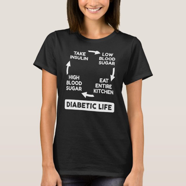 Funny Diabetic Life Cycle Diabetes Awareness Shirt (Vorderseite)