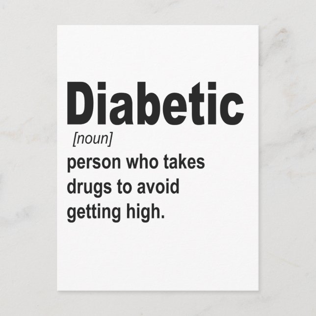 Funny Diabetic Typ 1 Definition Awareness Geschenk Ankündigungspostkarte (Vorderseite)