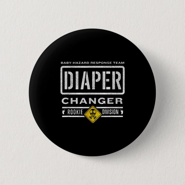 Funny Diaper Changer Duty - Expecting Baby New Dad Button (Vorderseite)