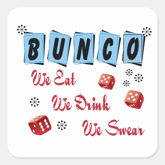 Funny Dice Girls Night Out Bunco Quadratischer Aufkleber (Vorderseite)