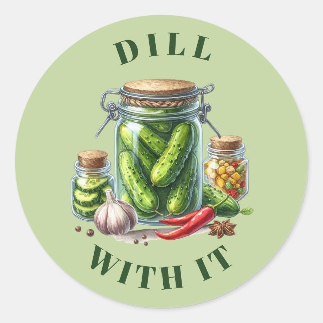 Funny Dill mit It Pickle Jar Runder Aufkleber (Vorderseite)