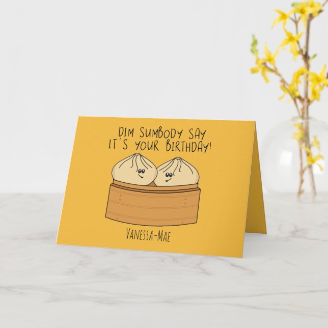 Funny Dim Sum Feinschmecker Birthday Food Puff Karte (Gelbe Blume)