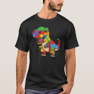 Funny Dinasour T Rex Design Autistic Autismus Awar T-Shirt
