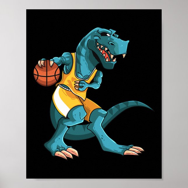 Funny Dino Playing Sketll T-rex Lover Player Kids  Poster (Vorne)