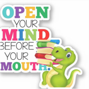 Funny dinocent -open your mind- aufkleber