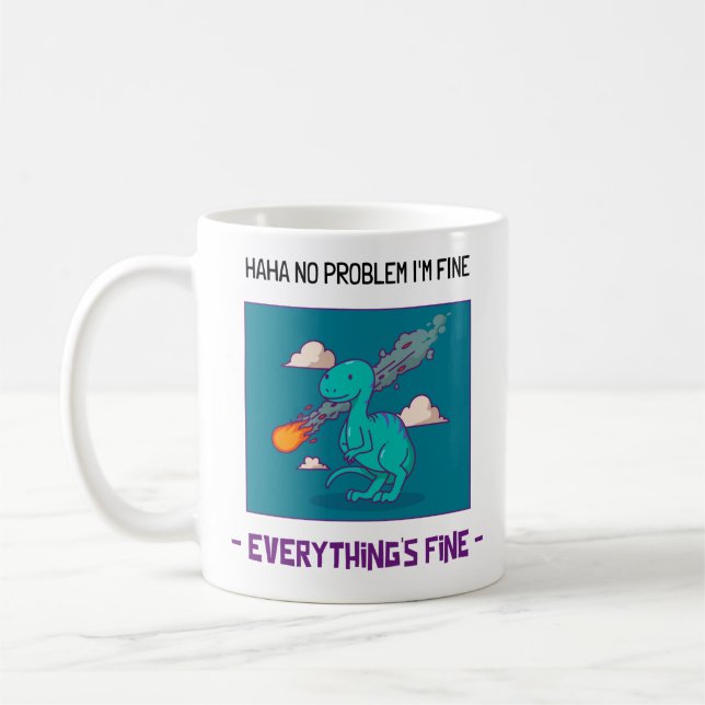 Funny Dinosaur Asteroid Alles ist schön Kaffeetasse (Links)