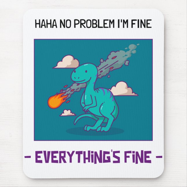 Funny Dinosaur Asteroid Alles ist schön Mousepad (Vorne)