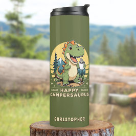 Funny Dinosaur Außenbereich Mit Monogramm Camping Thermosbecher