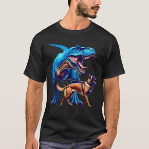 Funny Dinosaur Belgisch Malinois Walking Dog Lover T-Shirt