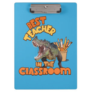Funny Dinosaur Bester Lehrer im Klassenzimmer Klemmbrett