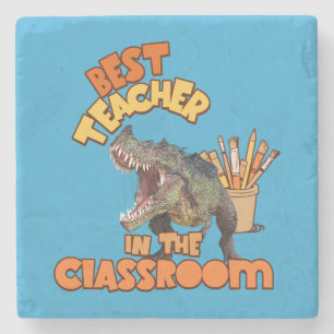 Funny Dinosaur Bester Lehrer im Klassenzimmer Steinuntersetzer