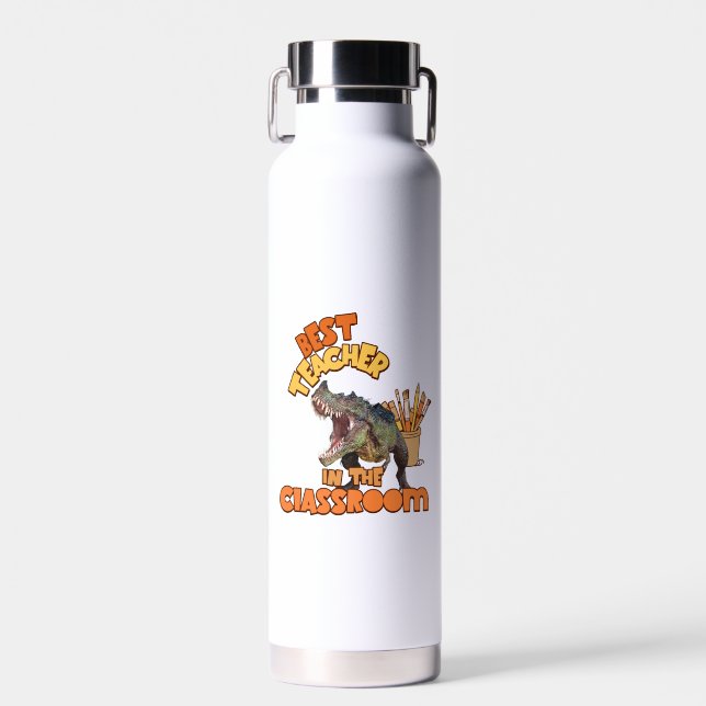 Funny Dinosaur Bester Lehrer im Klassenzimmer Trinkflasche (Vorne)