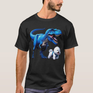 Funny Dinosaur Bichon Frise Walking Dog Lover T-Shirt