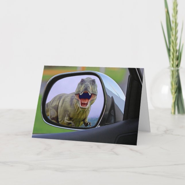 FUNNY DINOSAUR BIRTHDAY CARD KARTE (Vorderseite)